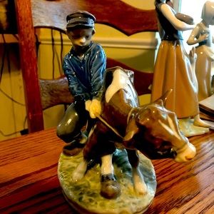 Royal Copenhagen Boy with cow